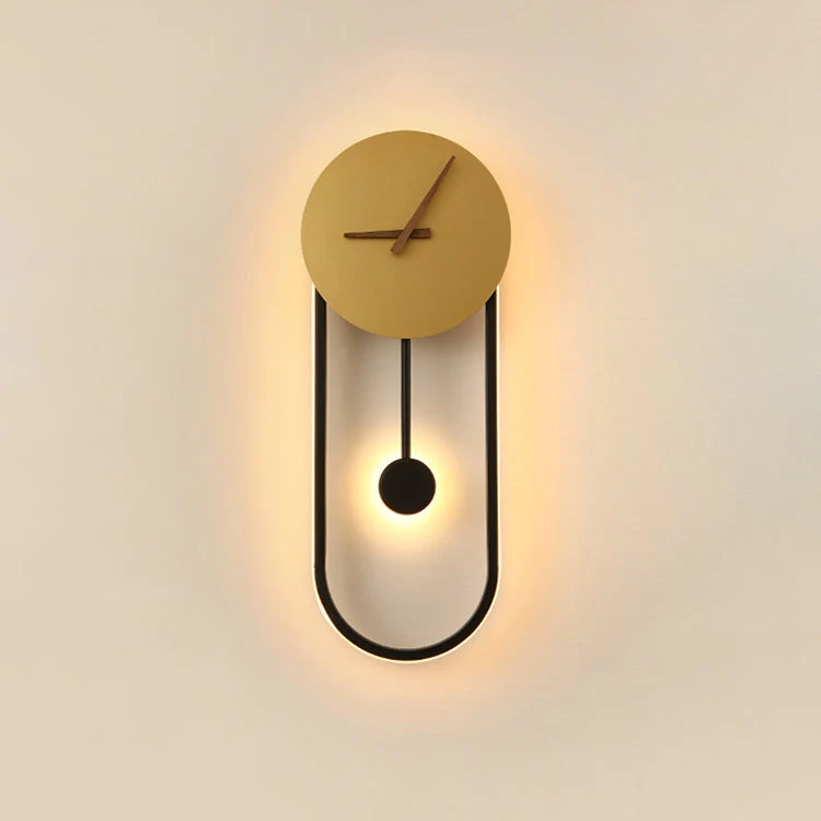Scandinavian Oval LED Wall Lamp with Clock Motif
