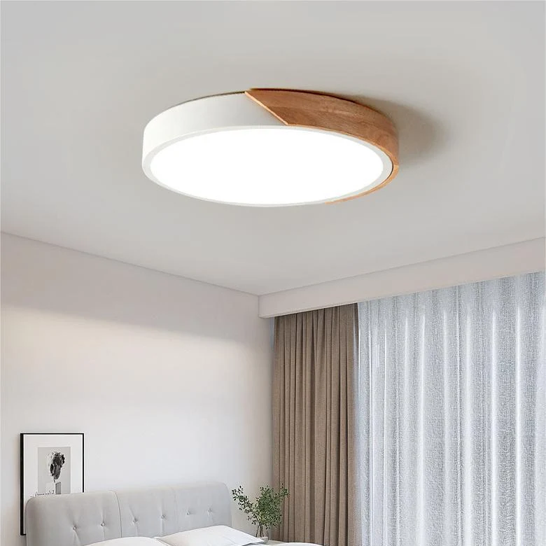 Modern Wooden LED Ceiling Flush Mount Lamp