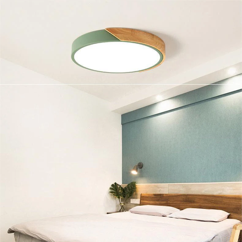 Modern Wooden LED Ceiling Flush Mount Lamp