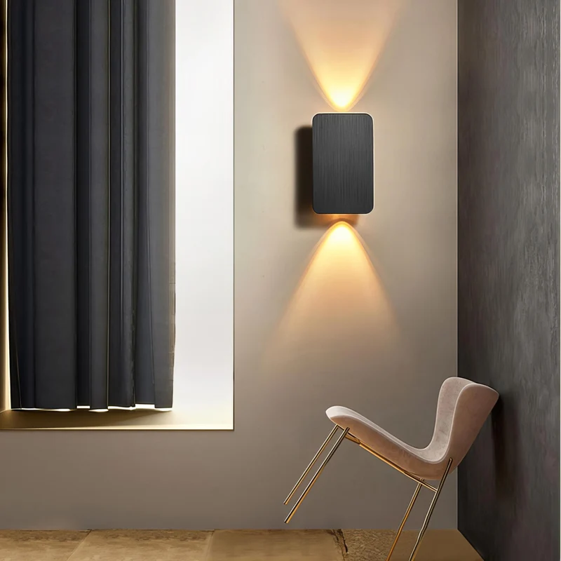 Modern Rectangular Metal LED Wall Lamp for Interiors