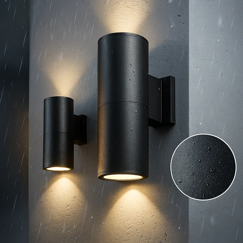 Outdoor Wall Light with Black Aluminum Finish