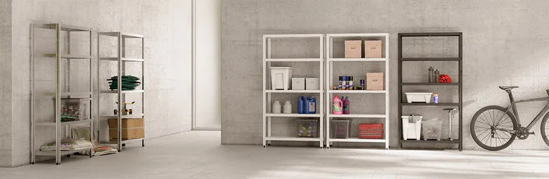 Scaffale a Incastro RAKO 100x40x187 cm 5 Ripiani Portata 150 kg in Metallo Bianco