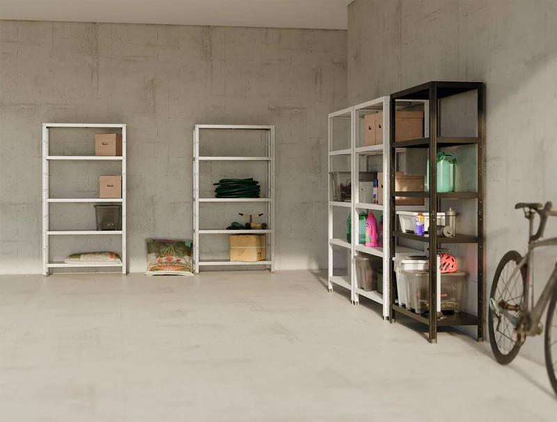 Scaffale a Incastro RAKO 100x40x187 cm 5 Ripiani Portata 80 kg in Metallo Grigio Scuro