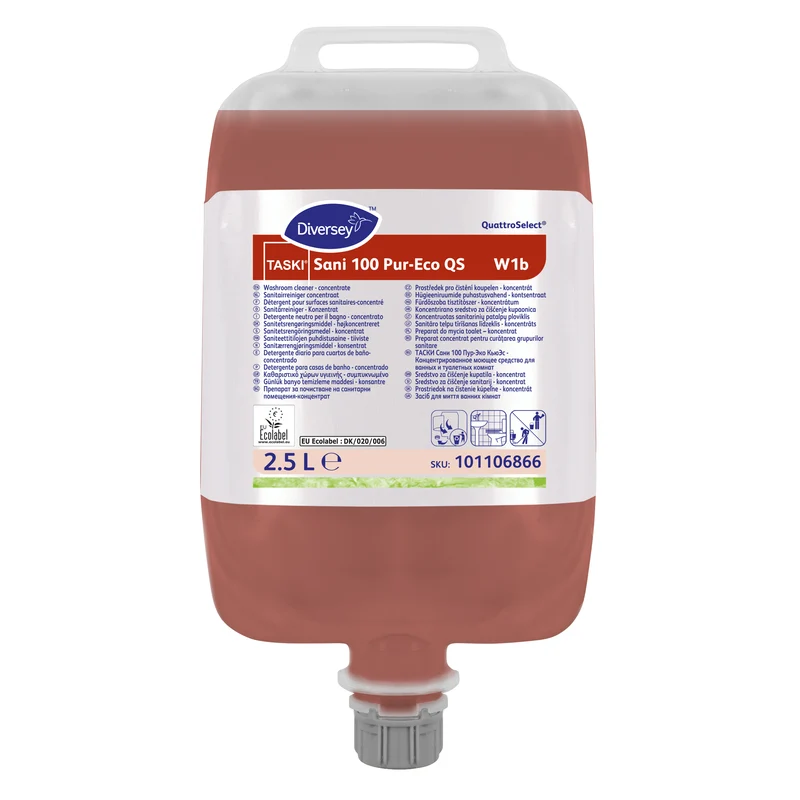 Detergente per il bagno in QuattroSelect Diversey TASKI Sani 100 Pur-Eco QS 2x2,5 litri DISPONIBILE IN 7 GIORNI LAVORATIVI