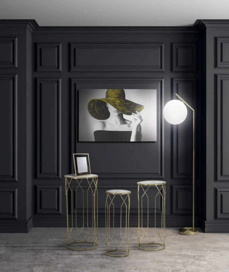 Porta Telefono Tunisi Tris Ø32x71-28x65-23x61 cm in Ferro e Vetro Oro