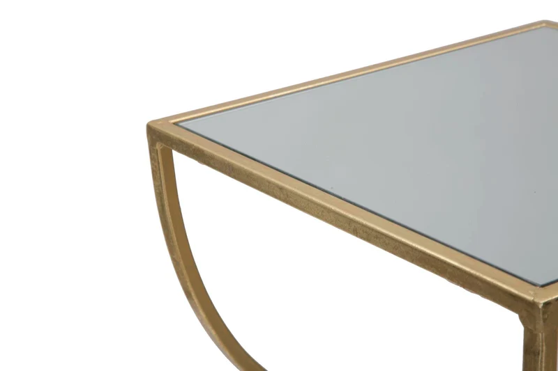 Porta Telefono Twisty Square 30x30x80 cm in Ferro e Specchio e MDF Oro