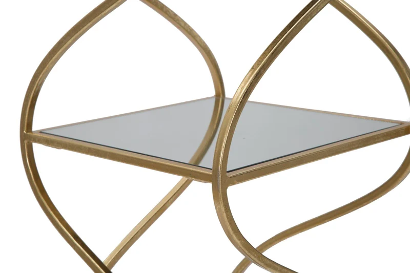 Porta Telefono Twisty Square 30x30x80 cm in Ferro e Specchio e MDF Oro