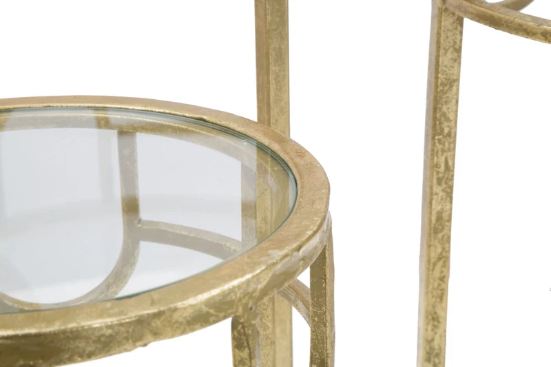 Porta Telefono Oro Set 3 Pz Ø33x70 -28x60-23x50 cm in Ferro e Vetro Oro