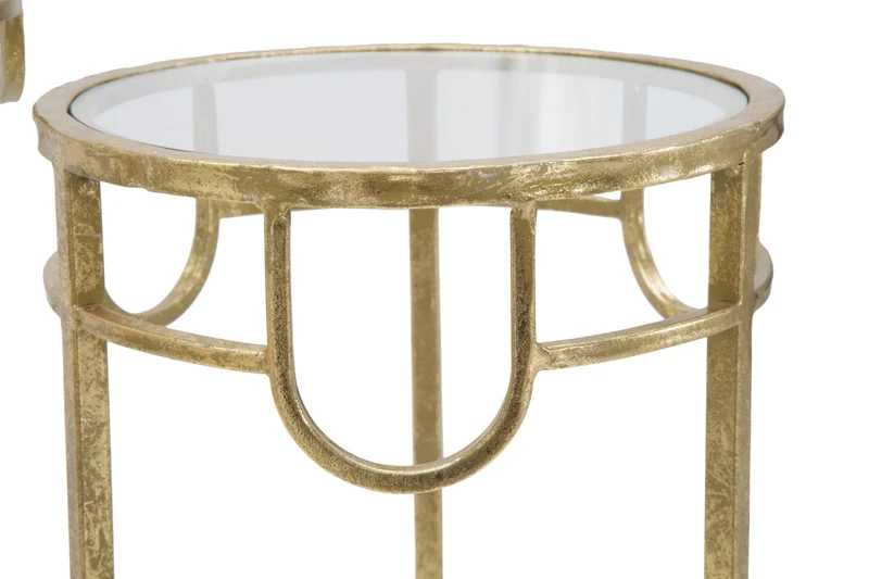 Porta Telefono Oro Set 3 Pz Ø33x70 -28x60-23x50 cm in Ferro e Vetro Oro