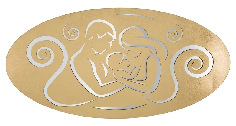 Pannello Nativity Oro 120x2x60 cm in Ferro MDF e Specchio Oro