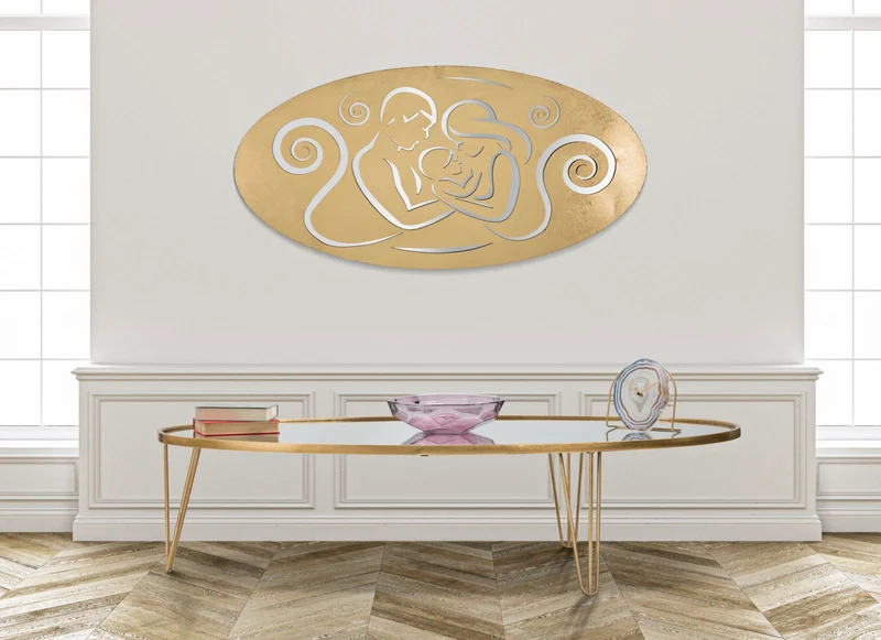 Pannello Nativity Oro 120x2x60 cm in Ferro MDF e Specchio Oro