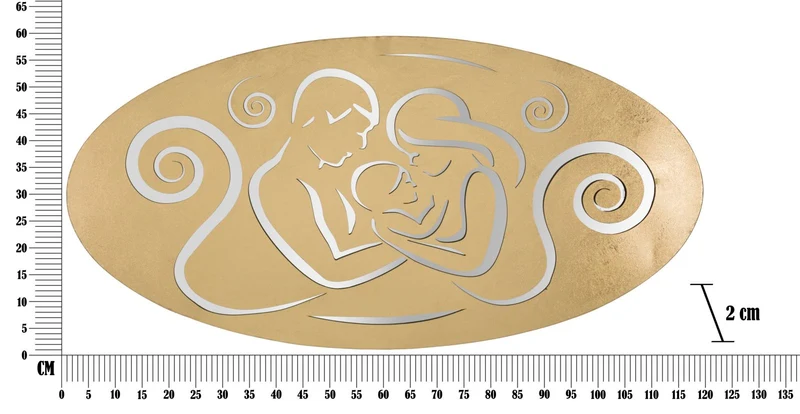 Pannello Nativity Oro 120x2x60 cm in Ferro MDF e Specchio Oro