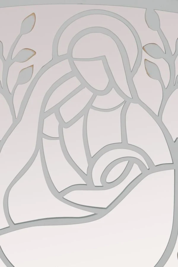Pannello Bianco Nativity 120x2x60 cm in Ferro MDF e Specchio Bianco