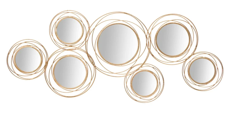 Pannello Specchio Oro Round 124,5x4x53,5 cm in Ferro Oro