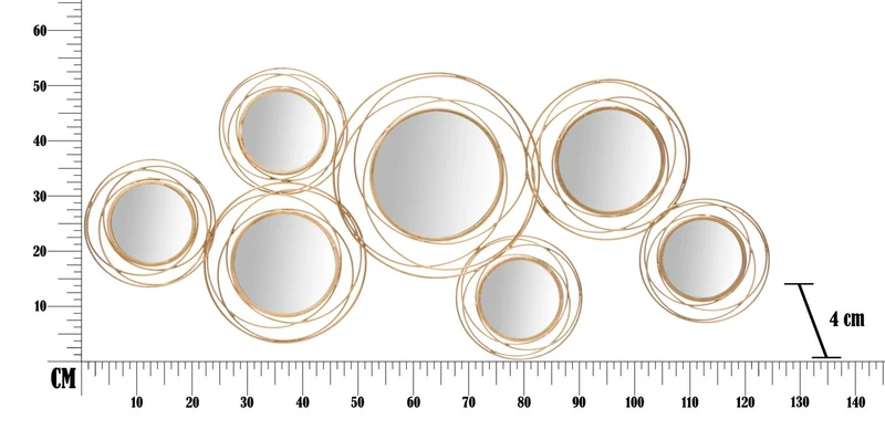 Pannello Specchio Oro Round 124,5x4x53,5 cm in Ferro Oro