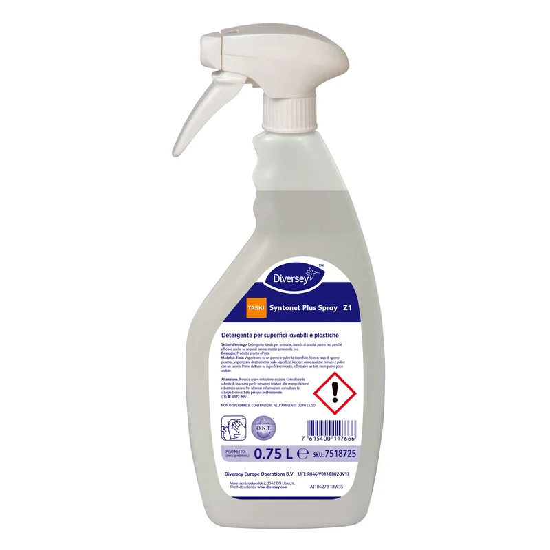 Detergente per superfici lavabili e plastiche Diversey TASKI Syntonet Plus Spray Z1 750 ml DISPONIBILE IN 7 GIORNI LAVORATIVI