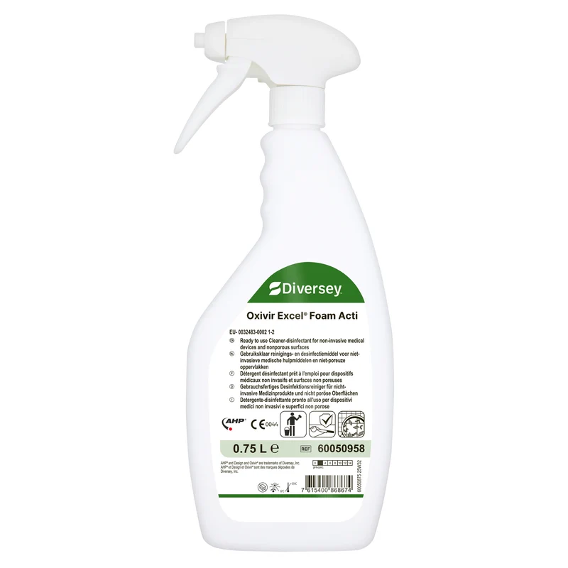 Detergente disinfettante per dispositivi medici Diversey Oxivir Excel Foam Acti 6x750 ml DISPONIBILE IN 7 GIORNI LAVORATIVI