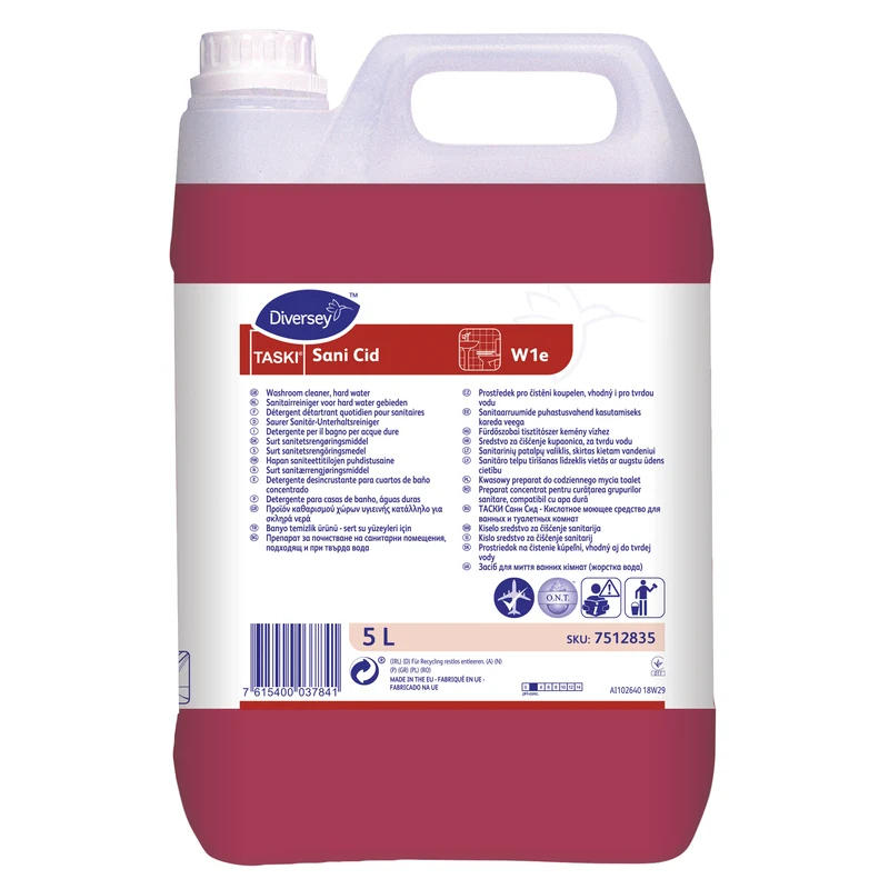 Detergente acido per bagni acque dure Diversey TASKI Sani Cid W1e 5 litri DISPONIBILE IN 7 GIORNI LAVORATIVI