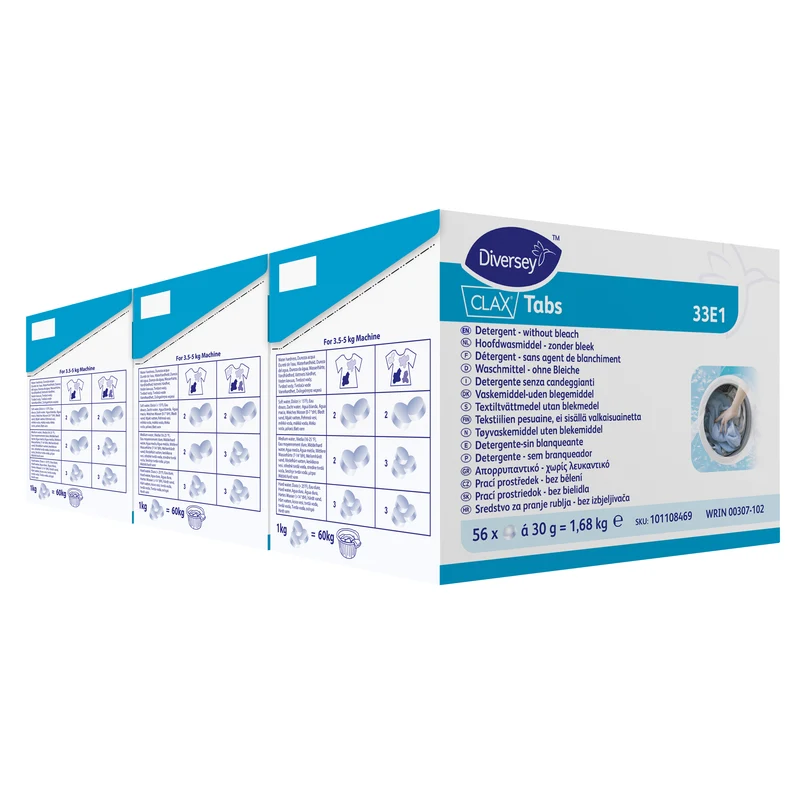 Detersivo in pastiglie senza candeggianti Diversey Clax Tabs 33E1 - 56 pezzi DISPONIBILE IN 7 GIORNI LAVORATIVI