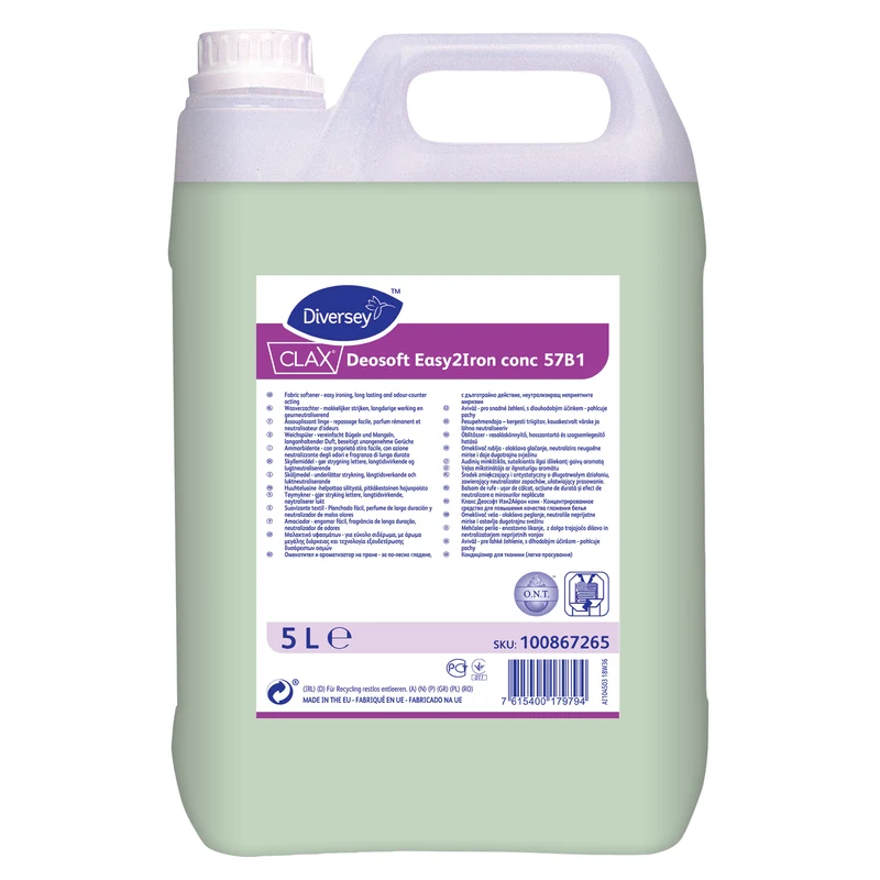 Ammorbidente stira facile per tessuti Diversey Clax Deosoft Easy2Iron conc 57B1 2x5 litri DISPONIBILE IN 7 GIORNI LAVORATIVI
