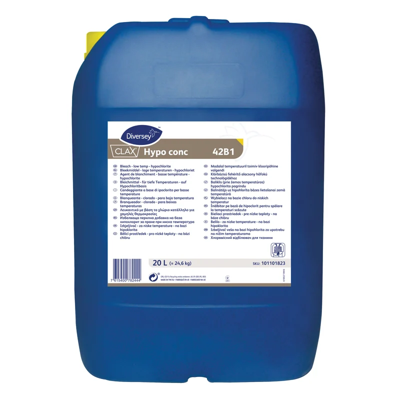Candeggiante concentrato ipoclorito basse temperature Diversey Clax Hypo conc. 42B1 20 litri DISPONIBILE IN 7 GIORNI LAVORATIVI