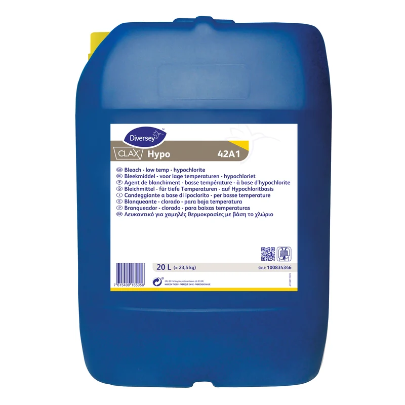 Candeggiante ipoclorito per basse temperature Diversey Clax Hypo 42A1 20 litri DISPONIBILE IN 7 GIORNI LAVORATIVI