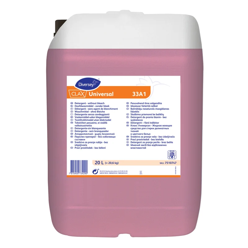 Detersivo liquido per tessuti delicati e colorati Diversey Clax Universal 33A1 20 litri DISPONIBILE IN 7 GIORNI LAVORATIVI