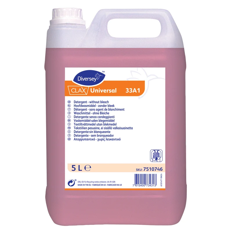 Detersivo liquido per tessuti delicati e colorati Diversey Clax Universal 33A1 5 litri DISPONIBILE IN 7 GIORNI LAVORATIVI