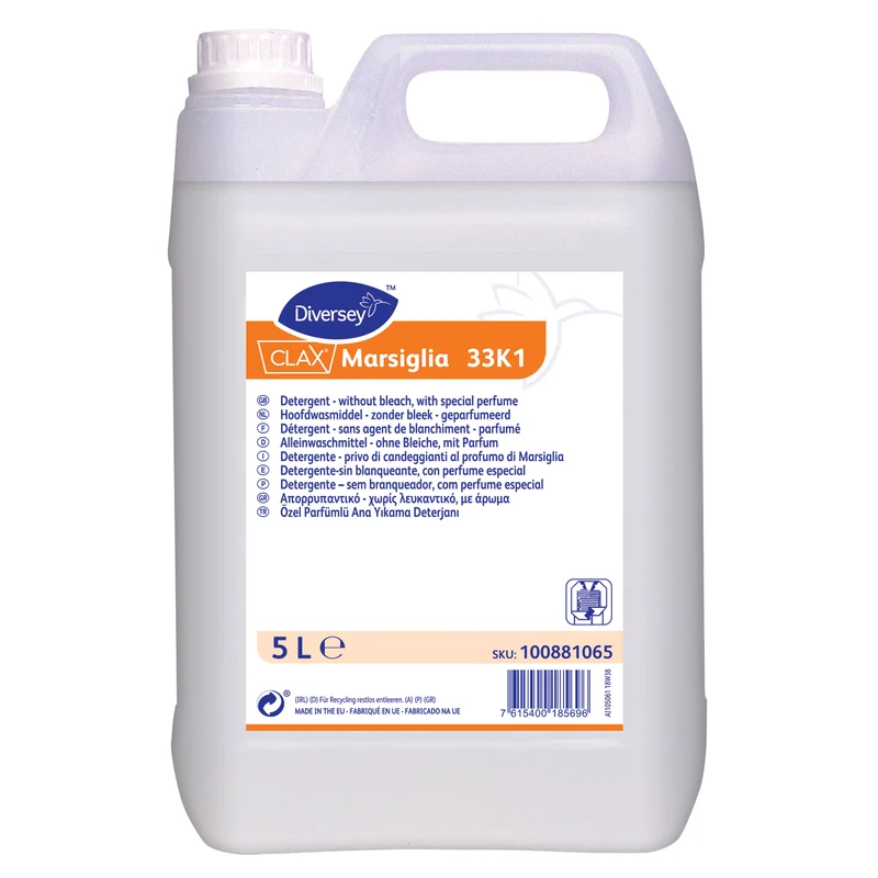 Detersivo liquido senza candeggianti profumato Diversey Clax Marsiglia 33K1 2x5 litri DISPONIBILE IN 7 GIORNI LAVORATIVI