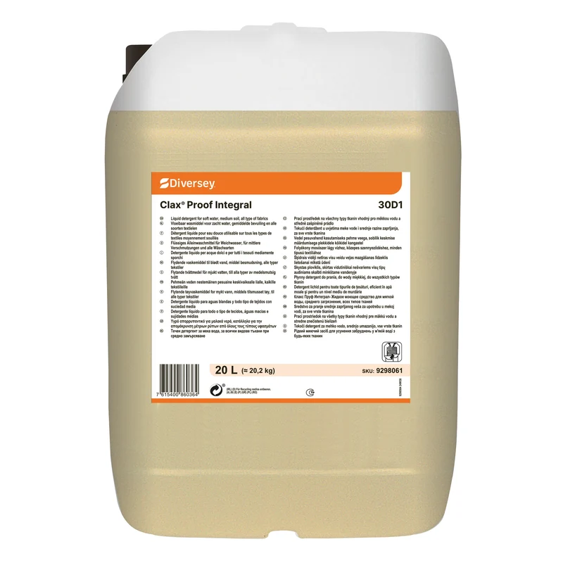 Detergente liquido per acque dolci Diversey Clax Proof Integral 30D1 20 litri DISPONIBILE IN 7 GIORNI LAVORATIVI