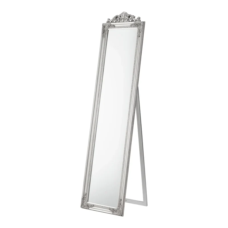 Specchio da Terra Arezzo a Figura Intera 160 x 40 cm Cornice in Eucalipto - Argentato [en.casa]