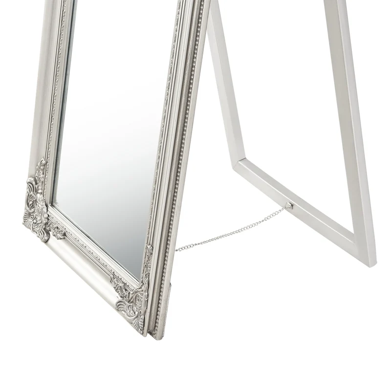 Specchio da Terra Arezzo a Figura Intera 160 x 40 cm Cornice in Eucalipto - Argentato [en.casa]