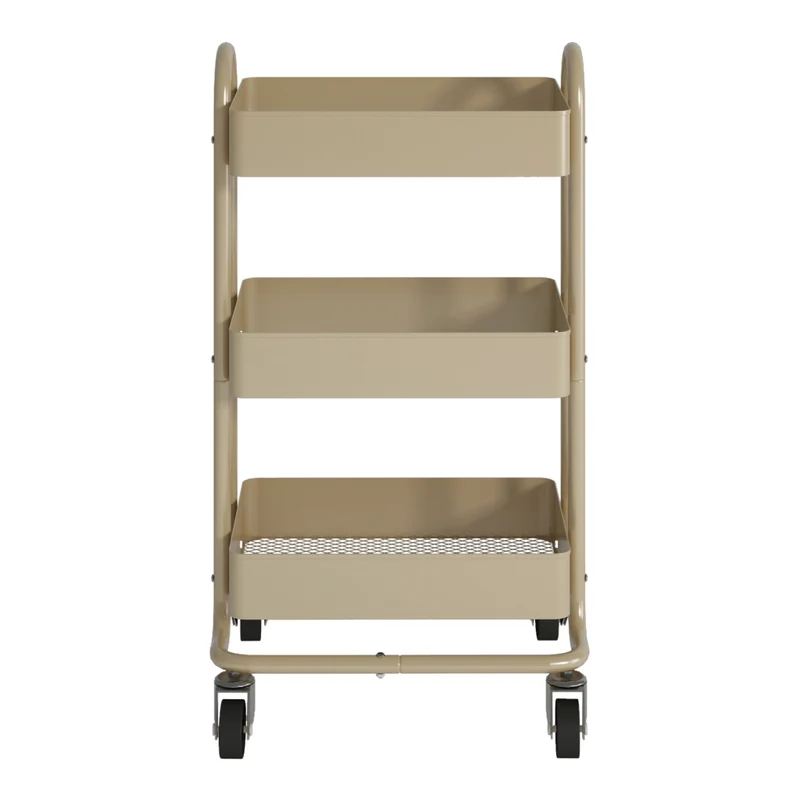 Carrello da Cucina 'Pyhäntä' in Acciaio con 3 Contenitori - color Cammello [en.casa]