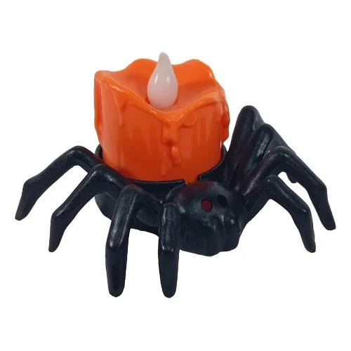 DECORAZIONE DI HALLOWEEN, CANDELA RAGNO CON LUCE, 8.5X4.5CM