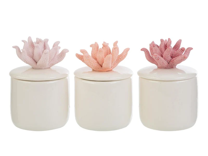 Scatola corallo 6x6xh.8,5cm con astuccio abb. candela