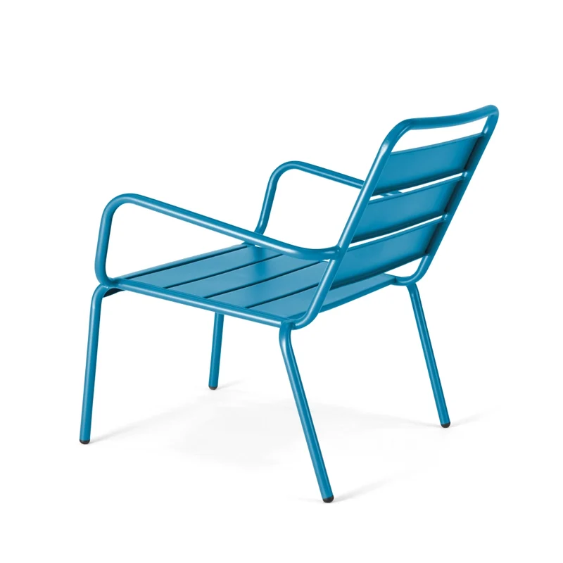 Oviala - Poltrona relax e poggiapiedi in metallo blu pacifico