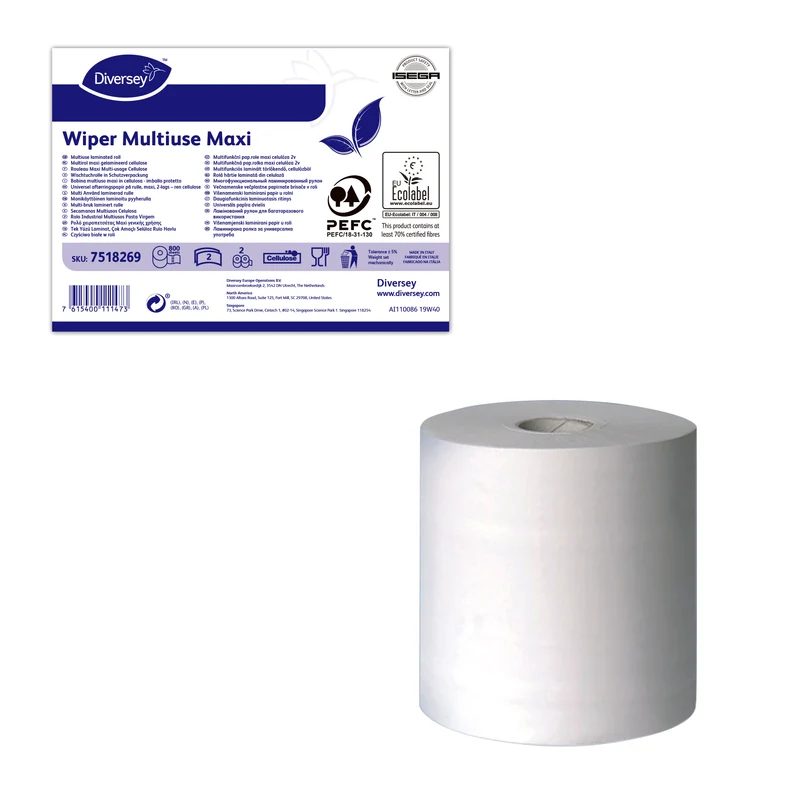 Bobina multiuso Diversey Wiper Multiuse Maxi 2ply 272 m Bianco 2 pezzi DISPONIBILE IN 7 GIORNI LAVORATIVI