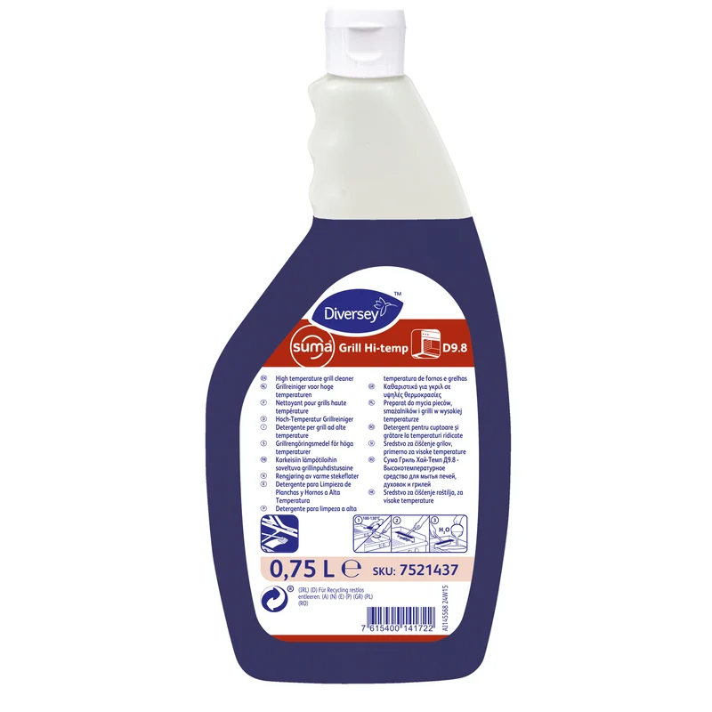 Detergente energico Suma GRILL Diversey Suma Grill Hi-temp D9.8 750 ml DISPONIBILE IN 7 GIORNI LAVORATIVI
