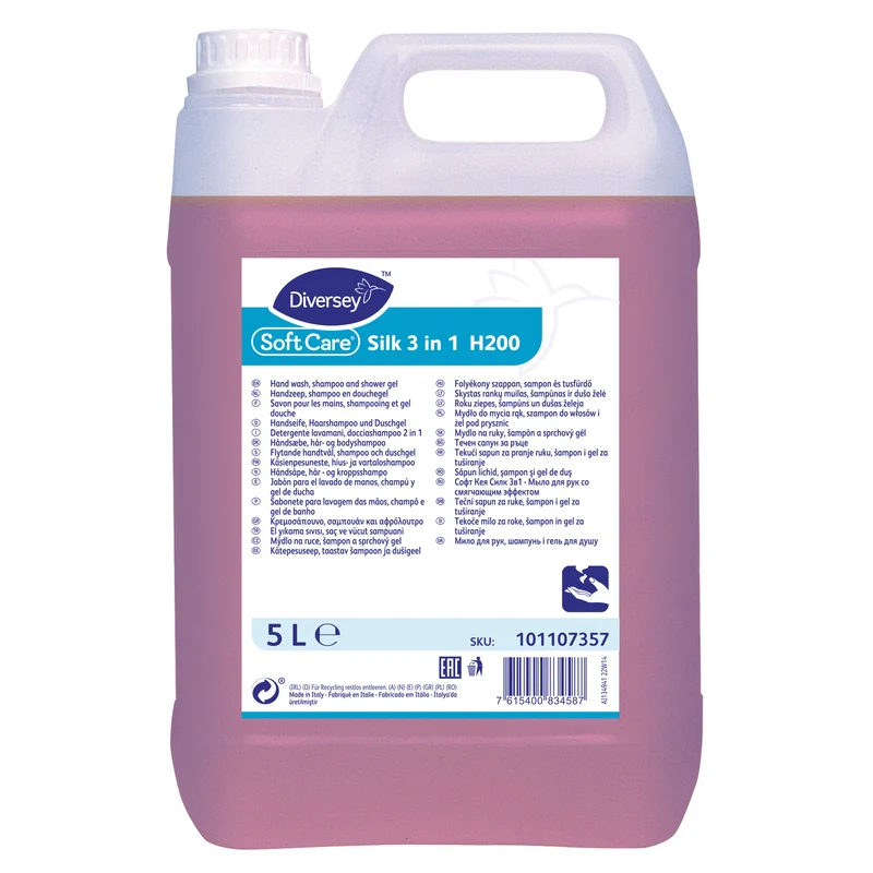 Detergente delicato mani corpo e capelli Diversey Soft Care Silk 3 in 1 H200 5 litri DISPONIBILE IN 7 GIORNI LAVORATIVI