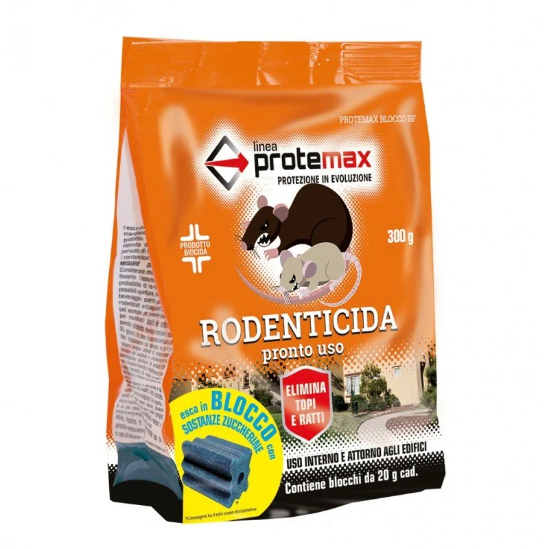 Topicida in Blocco Paraffinato – Resistente all’Umidità per Eliminare Topi e Ratti (300g)