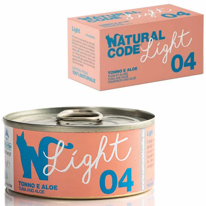 Multipack Natural Code Light 04 Tonno e Aloe Alimento per Gatti 4x70g