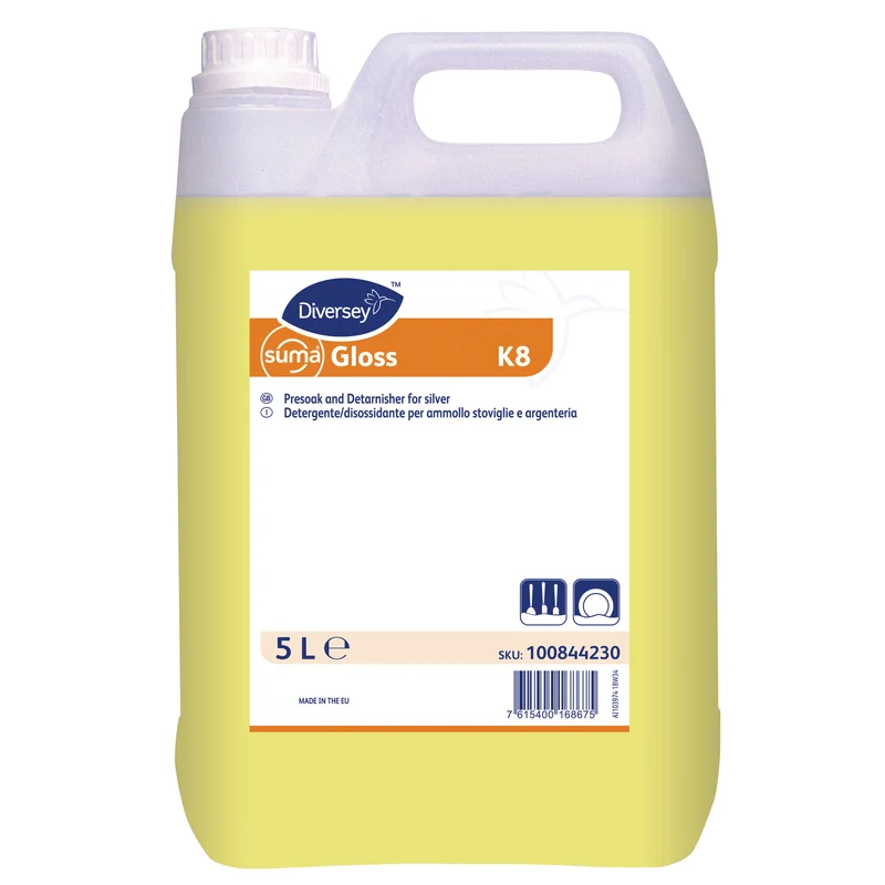 Detergente disossidante per argento Diversey Suma Gloss K8 2x5 litri DISPONIBILE IN 7 GIORNI LAVORATIVI