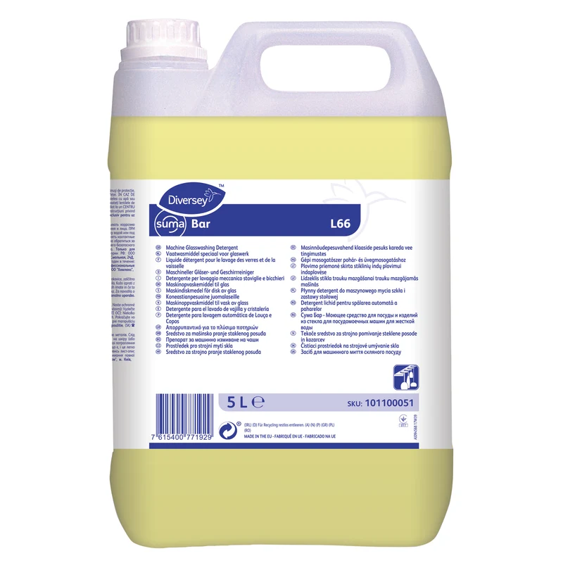 Detergente lavastoviglie e bicchieri acque dure Diversey Suma Bar L66 2x5 litri DISPONIBILE IN 7 GIORNI LAVORATIVI