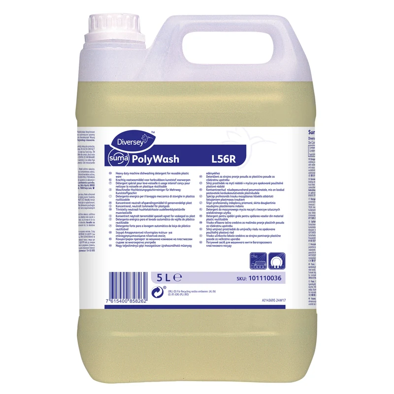 Detergente energico lavastoviglie per plastica Diversey Suma Polywash L56R 5 litri DISPONIBILE IN 7 GIORNI LAVORATIVI