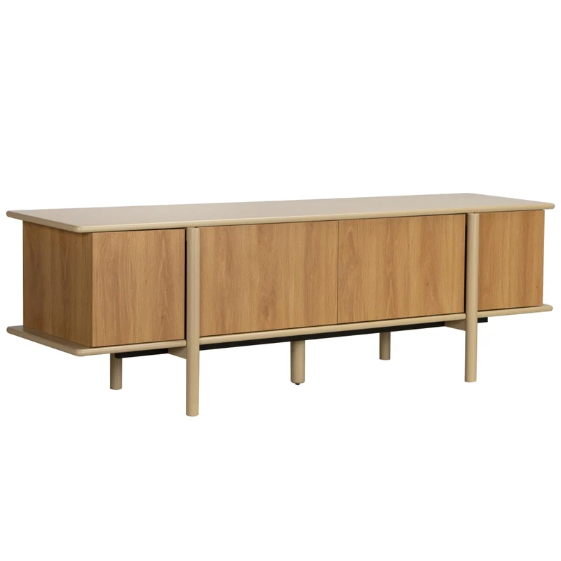 Oviala - Mobile porta TV effetto legno con 4 ante 180 cm crema