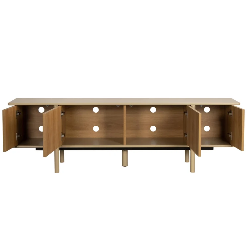 Oviala - Mobile porta TV effetto legno con 4 ante 180 cm crema