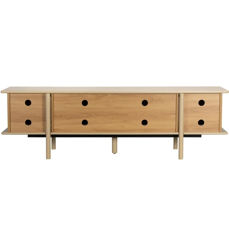 Oviala - Mobile porta TV effetto legno con 4 ante 180 cm crema
