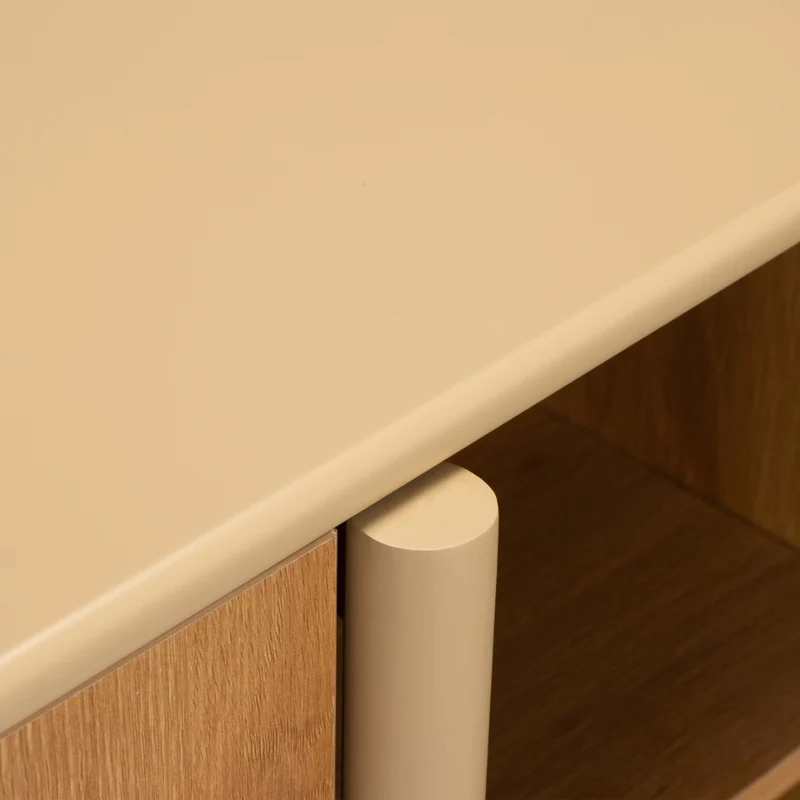 Oviala - Mobile porta TV effetto legno con 4 ante 180 cm crema