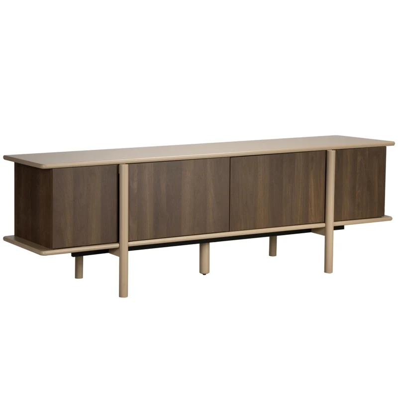 Oviala - Mobile porta TV effetto legno con 4 ante 180 cm tortora