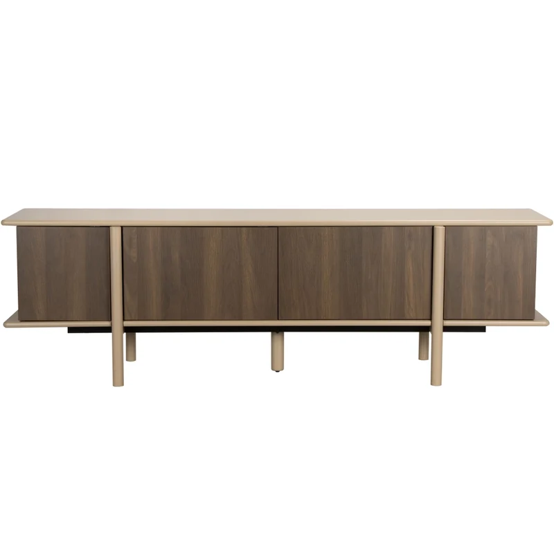 Oviala - Mobile porta TV effetto legno con 4 ante 180 cm tortora
